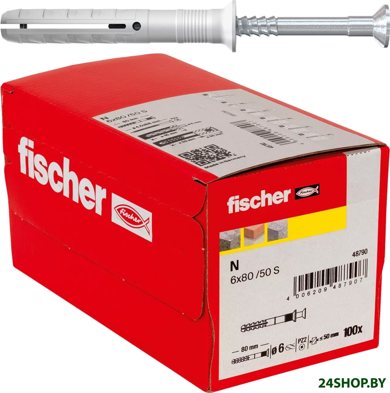 Дюбель-гвоздь Fischer N 6 x 80/50 S 48790 (100 шт) Дюбель-гвоздь Fischer N 6 x 80/50 S 48790 (100 шт)