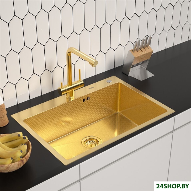 Кухонная мойка ARFEKA ECO AR 700*500 GOLD PVD NANO DECOR Кухонная мойка ARFEKA ECO AR 700*500 GOLD PVD NANO DECOR