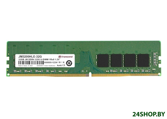 Оперативная память Transcend JetRam 32GB DDR4 PC4-25600 JM3200HLE-32G Оперативная память Transcend JetRam 32GB DDR4 PC4-25600 JM3200HLE-32G