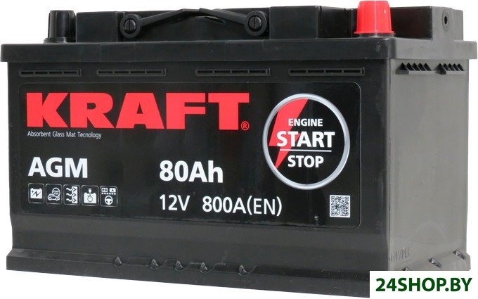 Автомобильный аккумулятор KRAFT AGM 80 R+ Автомобильный аккумулятор KRAFT AGM 80 R+