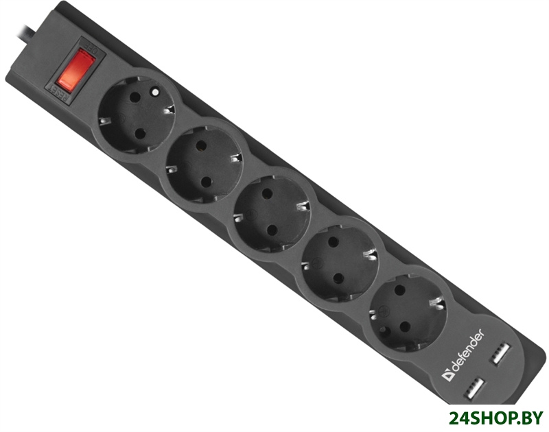 Сетевой фильтр Defender DFS 751 (5 розеток, черный, 1.8 м) (99751) Сетевой фильтр Defender DFS 751 (5 розеток, черный, 1.8 м) (99751)