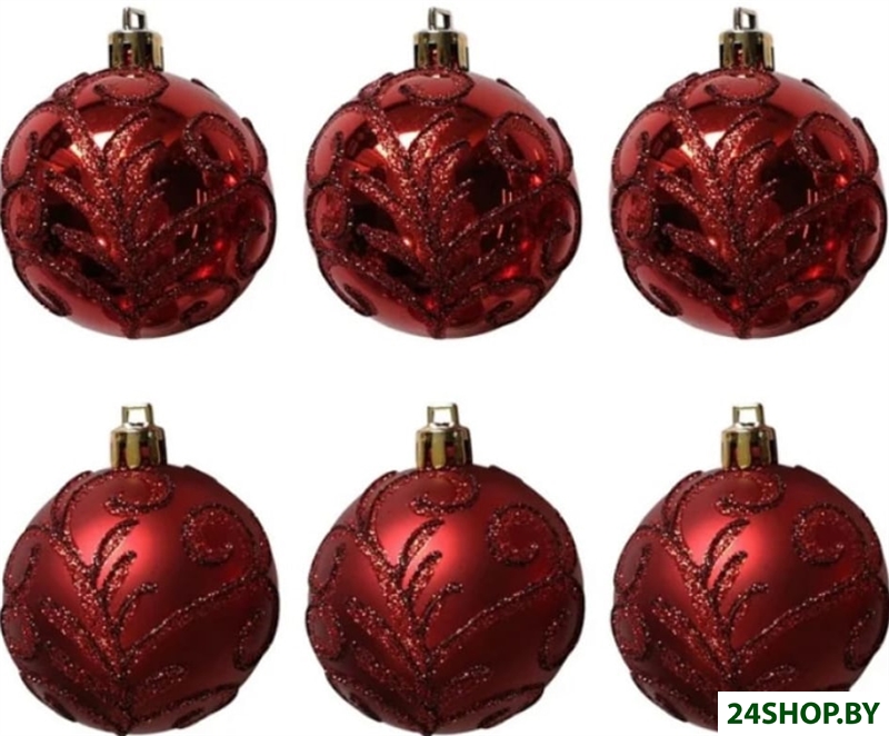 Елочная игрушка Волшебная страна Завитки 007485 (6 шт, красный) Елочная игрушка Волшебная страна Завитки 007485 (6 шт, красный)