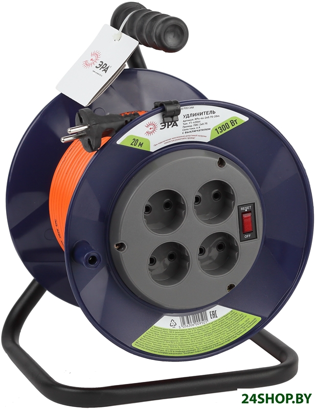 Удлинитель на катушке ЭРА RPx-4s-2x0.75-20m Б0046841 Удлинитель на катушке ЭРА RPx-4s-2x0.75-20m Б0046841