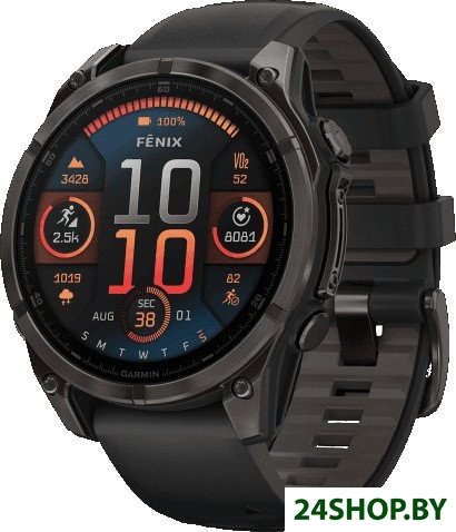 Умные часы Garmin Fenix 8 Sapphire, Titanium 47мм (угольно-черный DLC, пепельно-черный силиконовый р Умные часы Garmin Fenix 8 Sapphire, Titanium 47мм (угольно-черный DLC, пепельно-черный силиконовый р