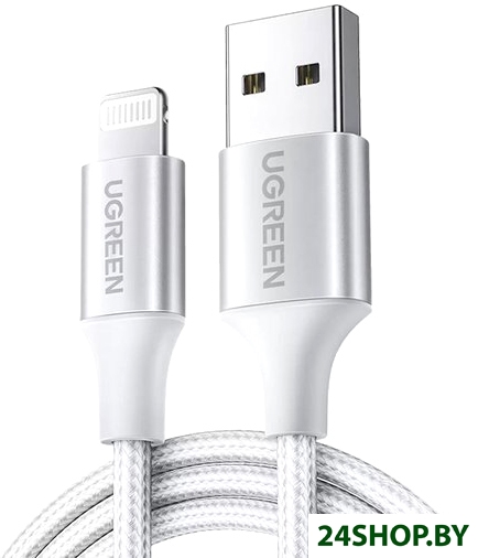 Кабель Ugreen US199 60162 USB Type-A - Lightning (1.5 м, серебристый) Кабель Ugreen US199 60162 USB Type-A - Lightning (1.5 м, серебристый)