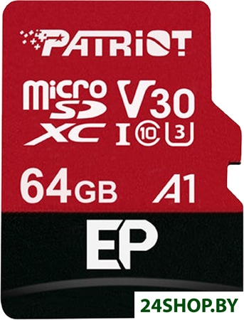 Карта памяти Patriot microSDXC EP Series PEF64GEP31MCX 64GB (с адаптером) Карта памяти Patriot microSDXC EP Series PEF64GEP31MCX 64GB (с адаптером)