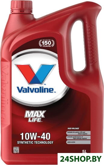 Моторное масло Valvoline MaxLife 10W-40 5л Моторное масло Valvoline MaxLife 10W-40 5л