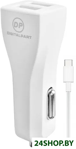 Автомобильное зарядное Digital Part CC-231 (с кабелем USB Type-C) Автомобильное зарядное Digital Part CC-231 (с кабелем USB Type-C)