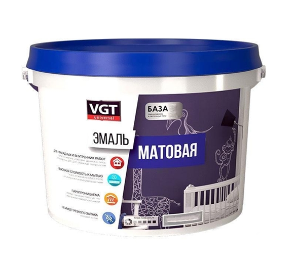 Эмаль VGT ВД-АК-1179 Универсальная Матовая База А 800 г (супербелый) Эмаль VGT ВД-АК-1179 Универсальная Матовая База А 800 г (супербелый)
