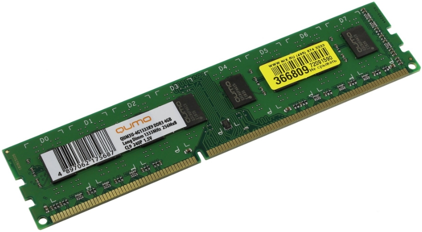 Оперативная память QUMO 4GB DDR3 PC3-10600 QUM3U-4G1333K9 Оперативная память QUMO 4GB DDR3 PC3-10600 QUM3U-4G1333K9