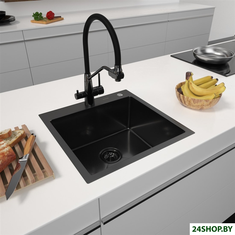 Кухонная мойка ARFEKA Eco AR 500*500 Black PVD Nano Decor Volcanic Rock Кухонная мойка ARFEKA Eco AR 500*500 Black PVD Nano Decor Volcanic Rock