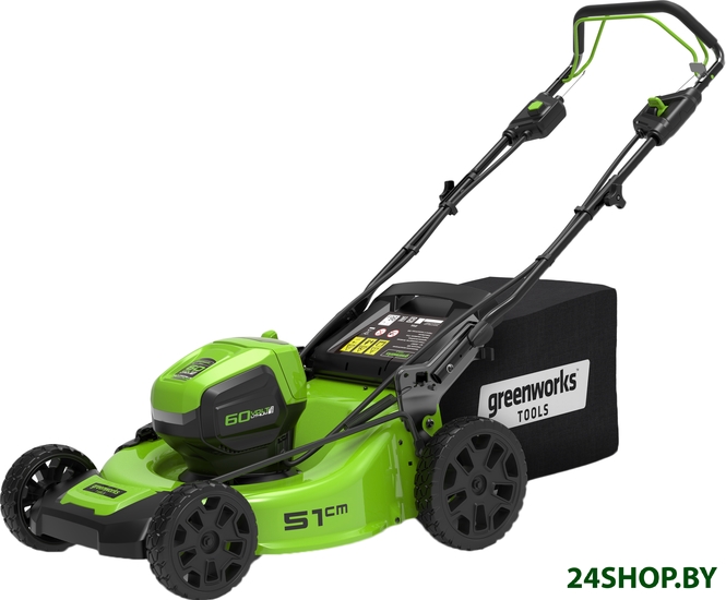 Колёсная газонокосилка Greenworks GD60LM51SPK4 2505607UB (c 1-м АКБ 4 Ah) Колёсная газонокосилка Greenworks GD60LM51SPK4 2505607UB (c 1-м АКБ 4 Ah)