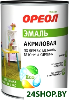 Эмаль Ореол акриловая глянцевая (зеленый, 0.9 кг) Эмаль Ореол акриловая глянцевая (зеленый, 0.9 кг)