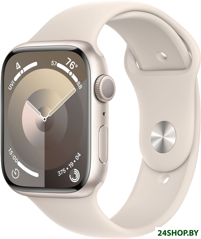 Умные часы Apple Watch Series 9 45 мм (алюминиевый корпус, звездный свет/звездный свет, спортивный с Умные часы Apple Watch Series 9 45 мм (алюминиевый корпус, звездный свет/звездный свет, спортивный с