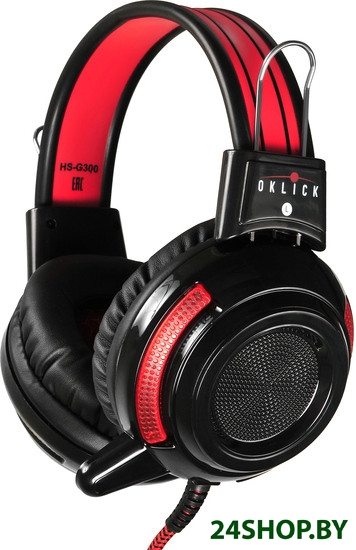Наушники с микрофоном Oklick HS-G300 ARMAGEDDON черный/красный Наушники с микрофоном Oklick HS-G300 ARMAGEDDON черный/красный