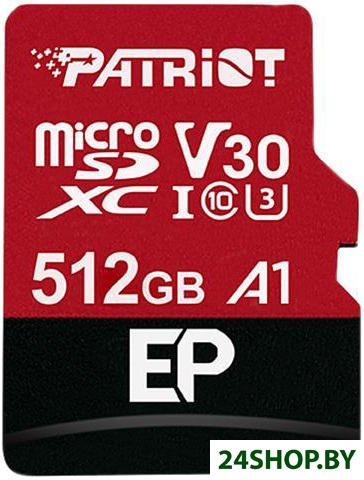 Карта памяти Patriot microSDXC EP Series PEF512GEP31MCX 512GB (с адаптером) Карта памяти Patriot microSDXC EP Series PEF512GEP31MCX 512GB (с адаптером)