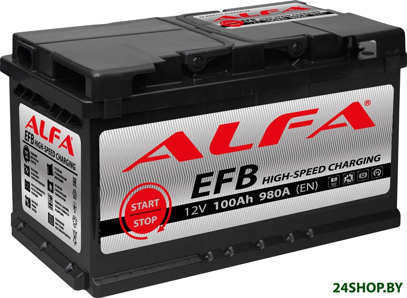 Автомобильный аккумулятор ALFA EFB 100 R (100 А·ч) Автомобильный аккумулятор ALFA EFB 100 R (100 А·ч)