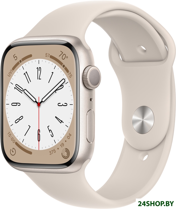 Умные часы Apple Watch Series 8 45 мм (алюминиевый корпус, звездный свет/звездный свет, спортивный с Умные часы Apple Watch Series 8 45 мм (алюминиевый корпус, звездный свет/звездный свет, спортивный с