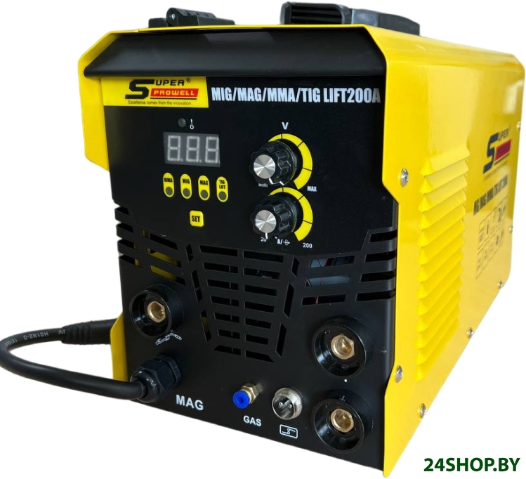 Сварочный инвертор Super Prowell MIG/MAG/MMA/TIG Lift 200А (5 кг, с газом, съемный рукав) Сварочный инвертор Super Prowell MIG/MAG/MMA/TIG Lift 200А (5 кг, с газом, съемный рукав)