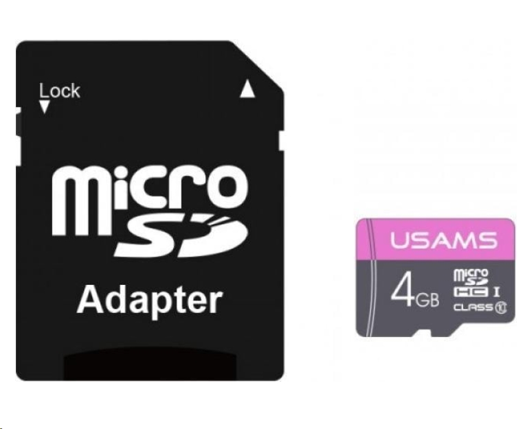 Карта памяти Usams US-ZB115 4GB (с адаптером) (ZB115TF01) Карта памяти Usams US-ZB115 4GB (с адаптером) (ZB115TF01)