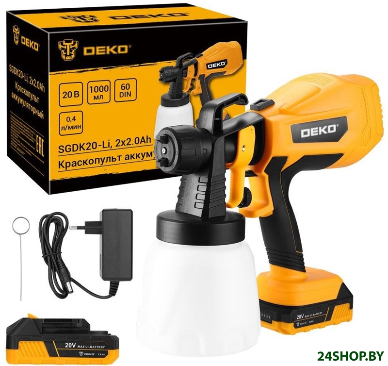 Краскораспылитель Deko SGDK20-Li 086-1020 (с 2-мя АКБ) Краскораспылитель Deko SGDK20-Li 086-1020 (с 2-мя АКБ)
