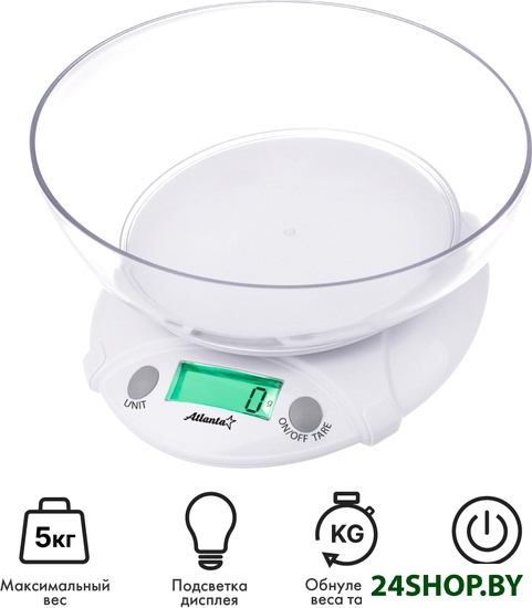 Весы кухонные Atlanta ATH-6223 white Весы кухонные Atlanta ATH-6223 white