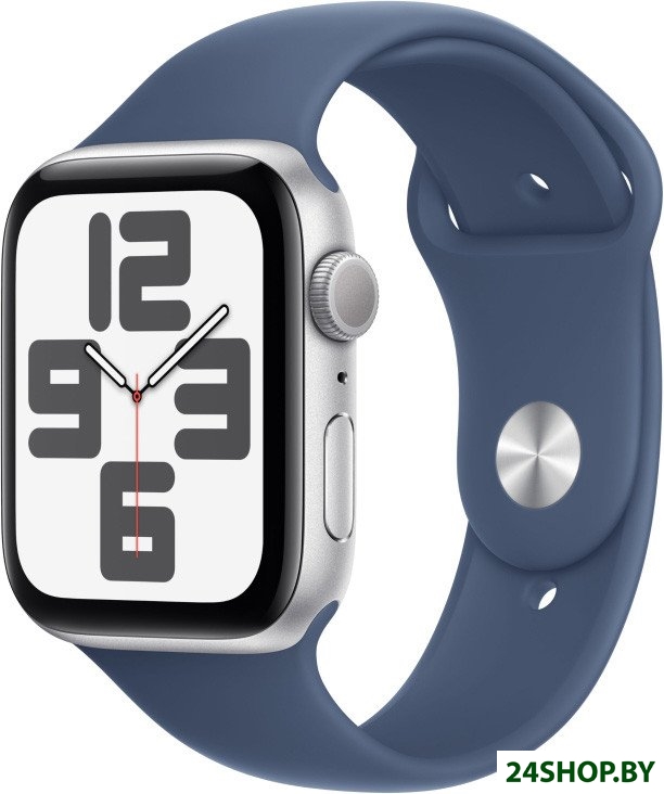 Умные часы Apple Watch SE 2 44 мм (алюминиевый корпус, серебристый/синий деним, спортивный силиконов Умные часы Apple Watch SE 2 44 мм (алюминиевый корпус, серебристый/синий деним, спортивный силиконов