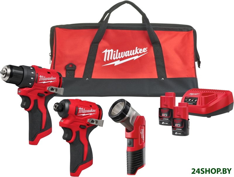 Milwaukee M12 BLPP3A-202B 4933499694 (шуруповерт, винтоверт, фонарь, 2 АКБ, сумка) Milwaukee M12 BLPP3A-202B 4933499694 (шуруповерт, винтоверт, фонарь, 2 АКБ, сумка)