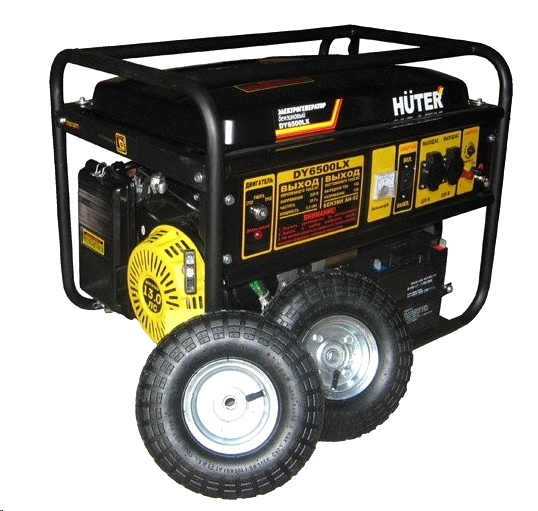 Бензиновый генератор Huter DY6500LX с колесами Бензиновый генератор Huter DY6500LX с колесами