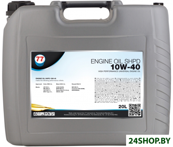 Моторное масло 77 Lubricants Engine Oil SHPD 10W-40 20л Моторное масло 77 Lubricants Engine Oil SHPD 10W-40 20л