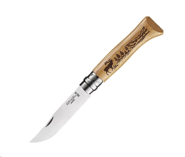 Нож туристический OPINEL №8 / 002332 (нержавеющая сталь, дуб, гравировка олень) Нож туристический OPINEL №8 / 002332 (нержавеющая сталь, дуб, гравировка олень)