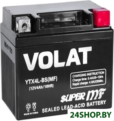 Мотоциклетный аккумулятор VOLAT YTX4L-BS (4 А·ч) Мотоциклетный аккумулятор VOLAT YTX4L-BS (4 А·ч)