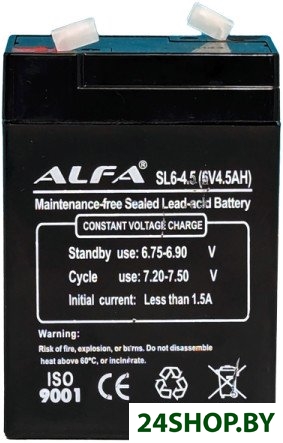 Аккумулятор для ИБП ALFA SL6-4.5 (6V-4.5Ah) Аккумулятор для ИБП ALFA SL6-4.5 (6V-4.5Ah)