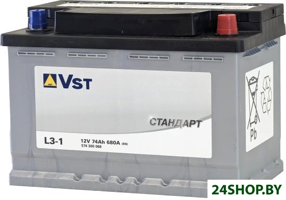Автомобильный аккумулятор VST Стандарт L3-1 74 R+ (74 А·ч) Автомобильный аккумулятор VST Стандарт L3-1 74 R+ (74 А·ч)