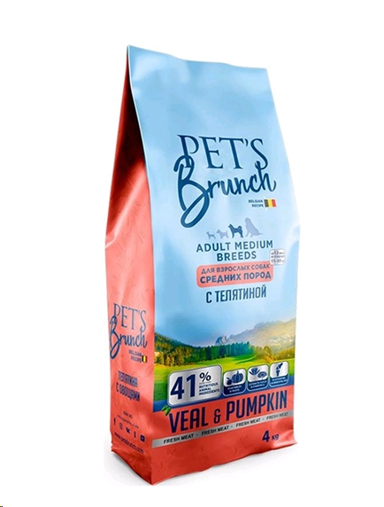 Сухой корм для взрослых собак PET'S BRUNCH ADULT MEDIUM BREEDS (с телятиной, 4 кг) Сухой корм для взрослых собак PET'S BRUNCH ADULT MEDIUM BREEDS (с телятиной, 4 кг)