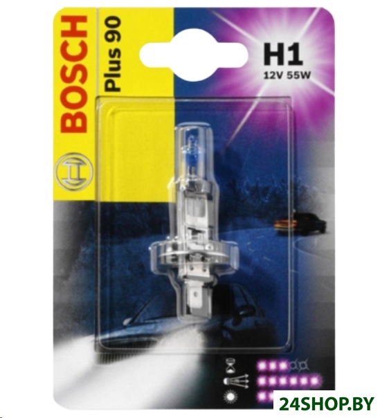 Галогенная лампа Bosch H1 Plus 90 1шт 1987301076 Галогенная лампа Bosch H1 Plus 90 1шт 1987301076