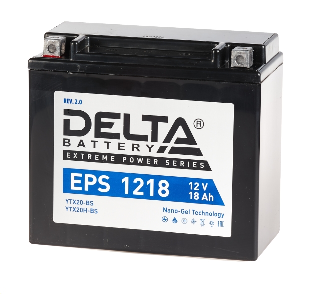 Мотоциклетный аккумулятор Delta EPS 1218 YTX20H-BS (18 А·ч) Мотоциклетный аккумулятор Delta EPS 1218 YTX20H-BS (18 А·ч)
