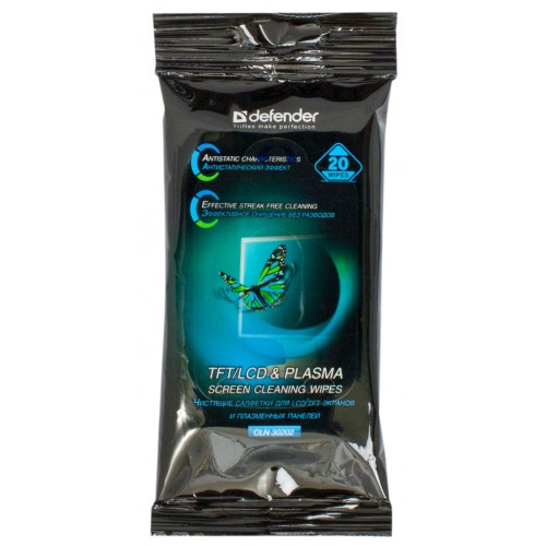 Чистящие салфетки для LCD экранов и плазменных панелей Defender 30202 (20шт.) Чистящие салфетки для LCD экранов и плазменных панелей Defender 30202 (20шт.)