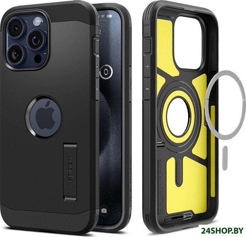Чехол для телефона Spigen Tough Armor (MagFit) для iPhone 15 Pro Max ACS06594 (черный) Чехол для телефона Spigen Tough Armor (MagFit) для iPhone 15 Pro Max ACS06594 (черный)