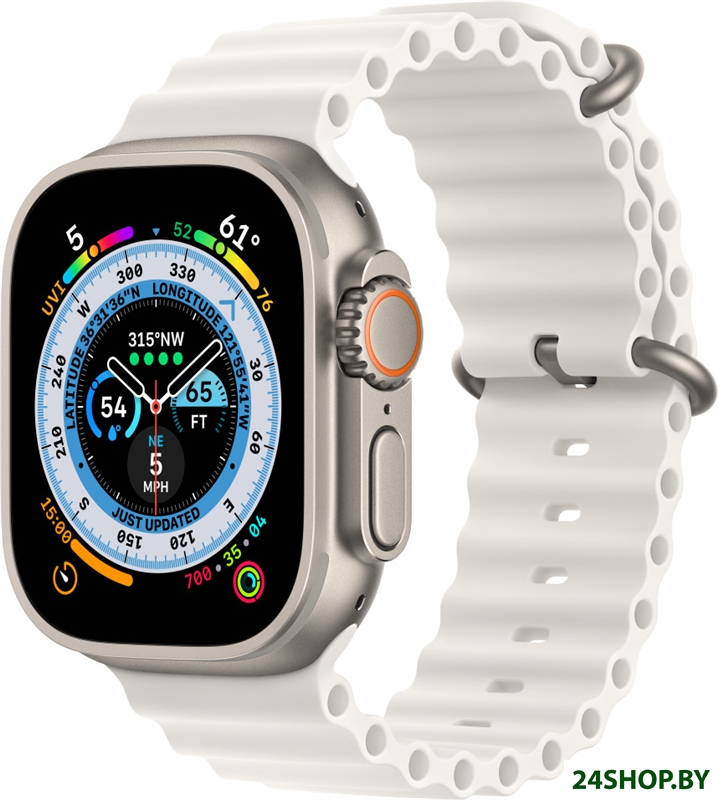 Профессиональные умные часы Apple Watch Ultra LTE 49 мм (титановый корпус, титановый/белый, ремешок Профессиональные умные часы Apple Watch Ultra LTE 49 мм (титановый корпус, титановый/белый, ремешок