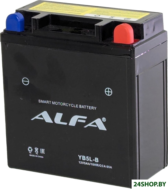 Мотоциклетный аккумулятор ALFA YB5L-B (5 А·ч) Мотоциклетный аккумулятор ALFA YB5L-B (5 А·ч)