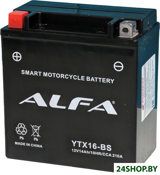 Мотоциклетный аккумулятор ALFA YTX16-BS (14 А·ч) Мотоциклетный аккумулятор ALFA YTX16-BS (14 А·ч)