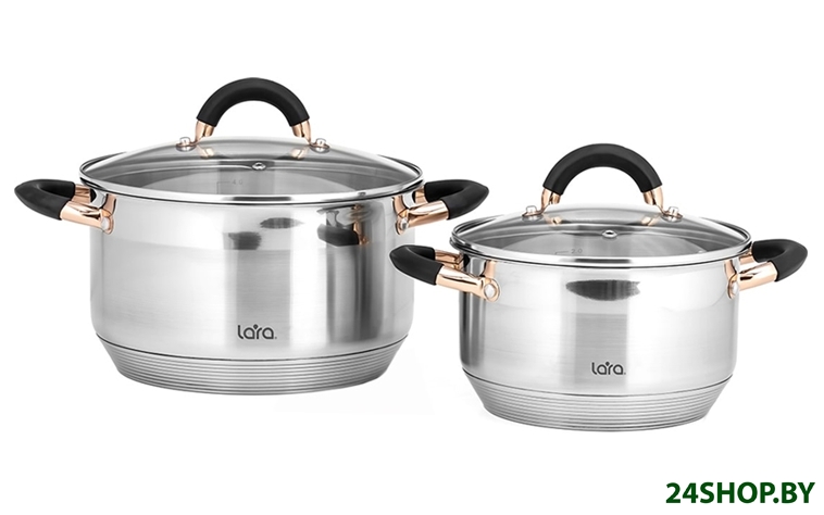 Набор кастрюль Lara Black and Rose LR02-116 Набор кастрюль Lara Black and Rose LR02-116