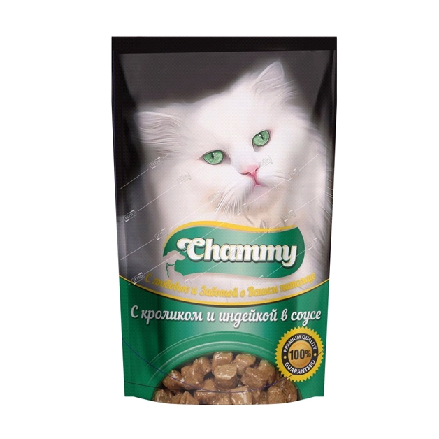 Консервированный корм для кошек Chammy кролик и индейка в соусе (0,085 кг) Консервированный корм для кошек Chammy кролик и индейка в соусе (0,085 кг)