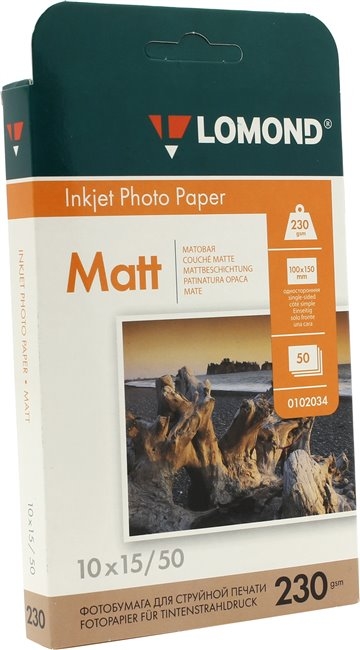 Фотобумага Lomond Матовая 10x15 230 г/кв.м. 50 листов (0102034) Фотобумага Lomond Матовая 10x15 230 г/кв.м. 50 листов (0102034)
