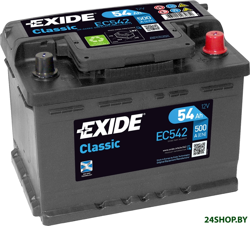 Автомобильный аккумулятор Exide Classic EC542 (54 А·ч) Автомобильный аккумулятор Exide Classic EC542 (54 А·ч)