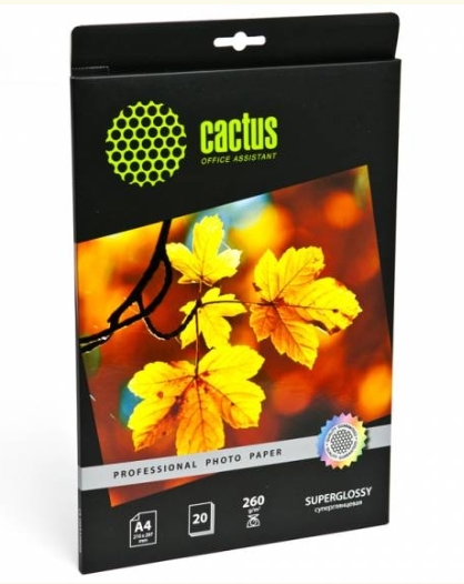 Фотобумага CACTUS Суперглянцевая А4 260 г/м2 20 листов (CS-HGA426020) Фотобумага CACTUS Суперглянцевая А4 260 г/м2 20 листов (CS-HGA426020)