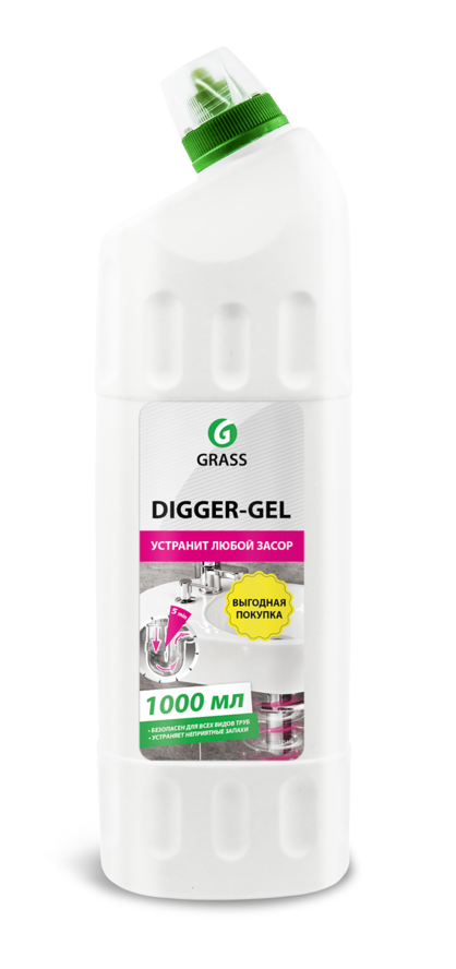 GraSS DIGGER-GEL Средство щелочное для прочистки канализационных труб (флакон), 1000 мл GraSS DIGGER-GEL Средство щелочное для прочистки канализационных труб (флакон), 1000 мл