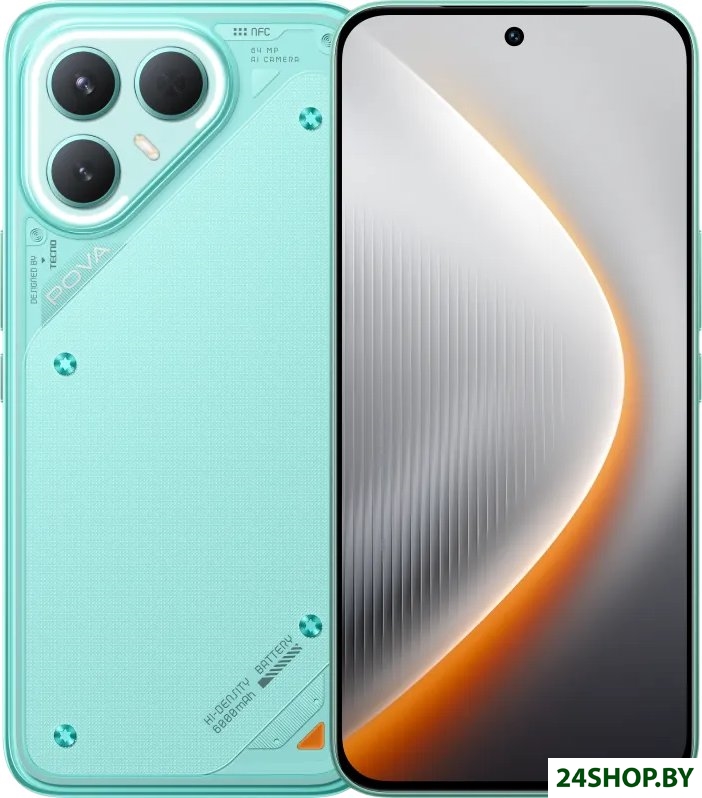 Телефон Tecno Pova 7 Pro 8GB/256GB (неоновый циан) Телефон Tecno Pova 7 Pro 8GB/256GB (неоновый циан)