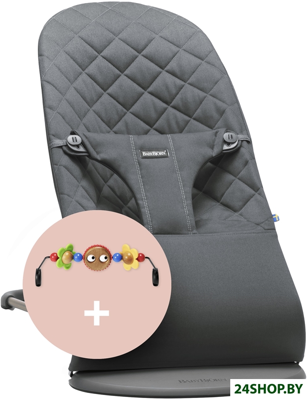 Шезлонг BabyBjorn Bouncer Bliss с игрушкой (хлопок, anthracite) Шезлонг BabyBjorn Bouncer Bliss с игрушкой (хлопок, anthracite)